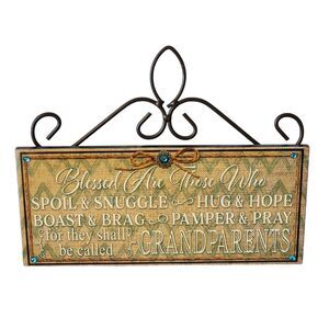 Kirklands Wall Decor Grandparents Blessed Christian Hanging Accent Plaque 9 inch
